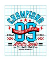 Champions 09 sports typography design for t shirts