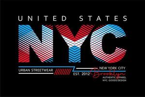 NYC typography design printed for t-shirts vector