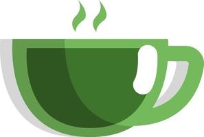 Green tea in cup, icon, vector on white background.