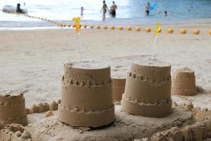 Travel to Krabi, Thailand. Sand castle on a beach. photo