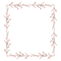 square frame made of willow twigs. Easter Frame png