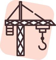 Construction hook crane, icon, vector on white background.