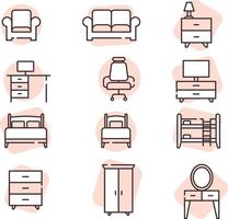 Furniture icon set, icon, vector on white background.