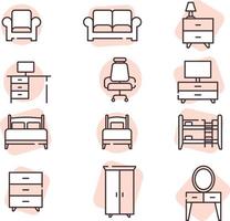 Furniture icon set, icon, vector on white background.