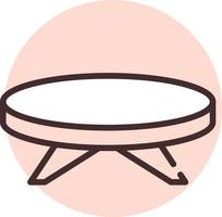 Furniture round table, icon, vector on white background.