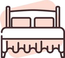 Home textile double sized bed, icon, vector on white background.