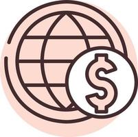 Money global, icon, vector on white background.