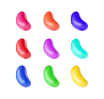 Round colorful jelly beans set. Realistic illustration. Good for packaging design 9 Jellybeans isolated 3d Illustration png
