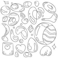 A set of linear doodles of different shapes vector