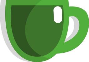 Green tea in a cup, icon, vector on white background.