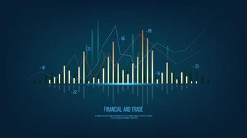 gráfico de barras de comercio, un mercado de valores y gráficos de barras de comercio de divisas concepto para inversión financiera, gráfico de tendencias económicas, finanzas abstractas sobre fondo azul. ilustración vectorial vector