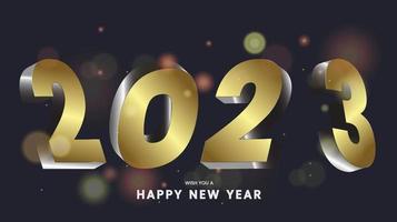 Happy New Year 2023 concept design and Golden 3D Golden numbers. vector