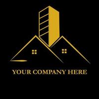 Real estate Logo. Luxury real estate logo illustration with gold roof on black background. vector