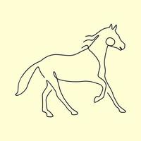 Cute horse line art vector with colorful background free vector