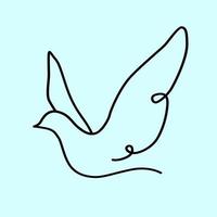 Cute flying dove line art vector