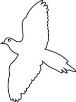 pájaro volador en estilo de dibujo de línea continua. Dibujo lineal negro minimalista de vuelo de paloma aislado sobre fondo blanco. ilustración vectorial vector