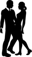 Black and white silhouette couples. Lovers, kiss. Valentine's Day. Vector illustration for website, printing