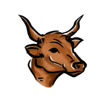 The cow drawing png image for logo or food concept