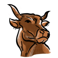 la imagen png de dibujo de vaca para logotipo o concepto de comida