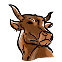 a imagem png de desenho de vaca para logotipo ou conceito de comida