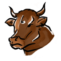 la imagen png de dibujo de vaca para logotipo o concepto de comida