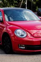 Minsk, Belarus, December 2022 - Red car in city photo