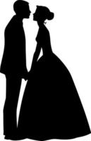 Black and white silhouette couples. Lovers, kiss. Valentine's Day. Vector illustration for website, printing