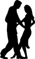 Black and white silhouette couples. Lovers, kiss. Valentine's Day. Vector illustration for website, printing