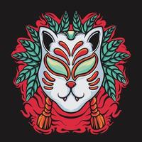 Japanese Kitsune Mask Retro Vector Illustration