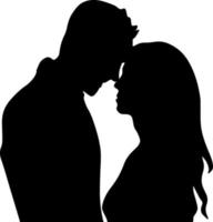 Black and white silhouette couples. Lovers, kiss. Valentine's Day. Vector illustration for website, printing