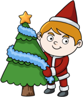 Cute dibujos animados santa boy feliz navidad png