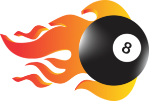 Billiard eight ball flame badge png