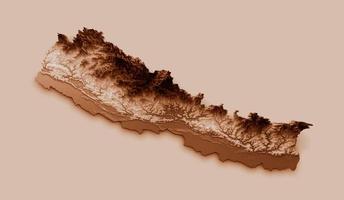 Map of Nepal in old style, brown graphics in a retro style Vintage Style. High detailed 3d illustration photo