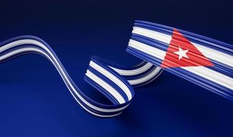 Fondo de cinta abstracta ondulada de bandera cubana o cubana. ilustración 3d foto