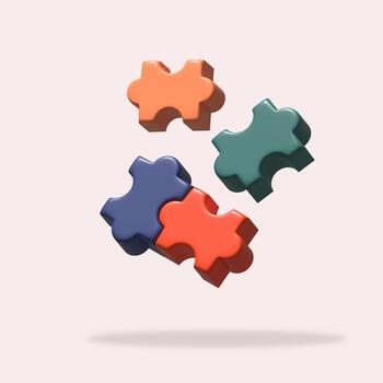 A modern puzzle made using 3D graphics is suitable to show teamwork or a great way to spend leisure time. photo