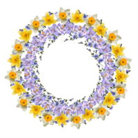 corona de narcisos y flores de achicoria png