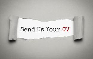 send us your cv with grey torn paper photo