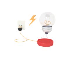 3d illustration of light bulb and unplug png