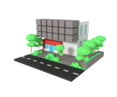 Ilustración 3d del edificio de oficinas png