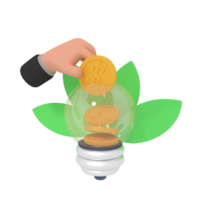 3d illustration of electricity saving png