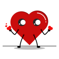 personaje de dibujos animados de corazón rojo. mini corazón. png