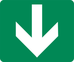 Bottom arrow direction signs. Green exit emergency icon. png