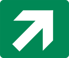 Top right arrow direction signs. Green exit emergency icon. png