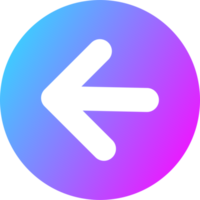 Left arrow direction solid icon in gradient colors. Interface signs illustration.