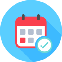 Calendar icon in flat design style. Date signs illustration. png