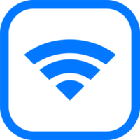 Wifi icon in blue and white colors. Wireless signs illustration. png