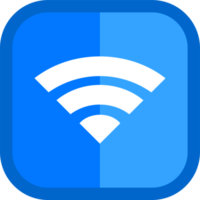 Wifi icon in blue and white colors. Wireless signs illustration. png