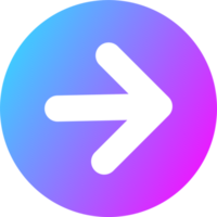 Right arrow direction line icon in gradient colors. Interface signs illustration. png
