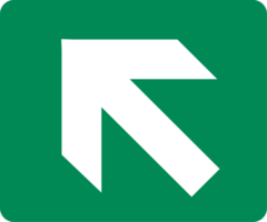 Top left arrow direction signs. Green exit emergency icon. png