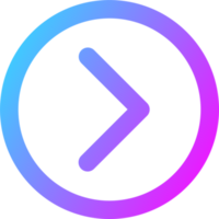 Right arrow direction line icon in gradient colors. Interface signs illustration. png